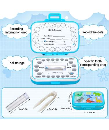 Caffox Blue Dinosaur Tooth Keepsake Box - First Tooth Container for Kids - Baby Teeth Storage - Tooth Fairy Box (BTKB005) - Buy Online on SooperMarket.com