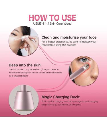 USUIE 4 in 1 Facial Wand - Red Light Therapy Facial Massager for Face and Neck - Reduce Wrinkles & Anti-Aging Tools - Pink - Buy Online on SooperMarket.com