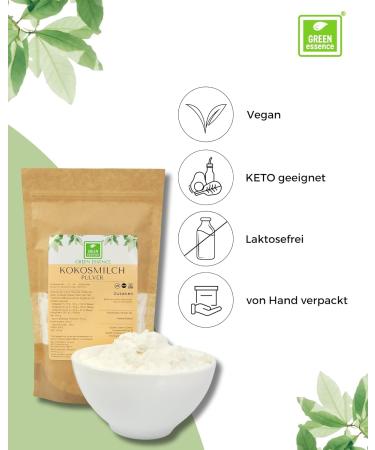Coconut Milk Powder 500g - Vegan Protein Powder for Plant-Based & Lactose-Free Drinks - Sugar-Free Dried Coconut Milk Powder - Green Essence - Buy Online on SooperMarket.com
