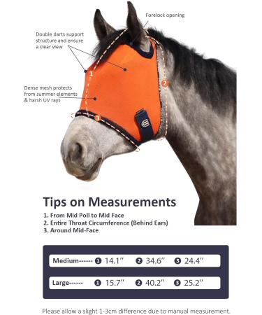 Harrison Howard All Round Mesh Horse Fly Mask UV Protective with Fleece Padded Edging - Vibrant Orange - Size M Medium (Cob) - Buy Online on SooperMarket.com