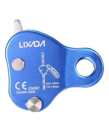 Lixada Rock Climbing Ascender Ultralight Fall Arrest Protection Belay Device Self-Locking 8-13MM Rope Grip Clamp for Outdoor Climbing and Rescue Blue