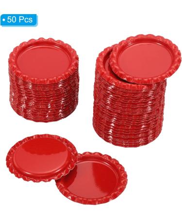 PATIKIL 1 Inch Flat Decorative Bottle Caps 50 Pack Craft Bottle Pendant Trays Double Sides Printed for DIY Pendants Craft Scrapbooks Red - Buy Online on SooperMarket.com