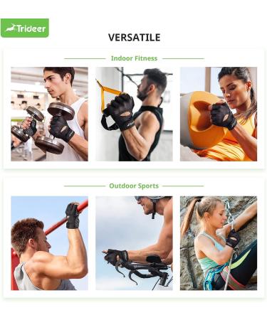 Trideer Workout Weight Lifting Gloves with Wrist Straps - Breathable Fingerless Gym Gloves for Men & Women - Full Palm Protection - Ideal for Training, Pull Ups, Fitness at Home - Black (Large) - Buy Online on SooperMarket.com