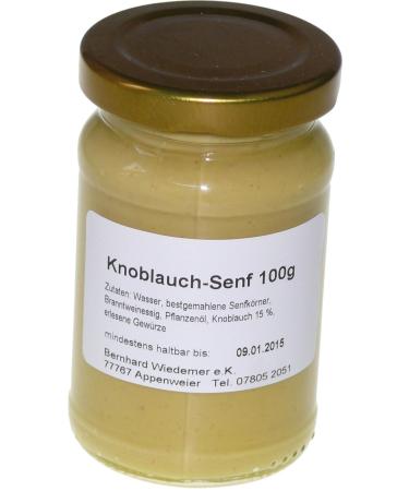 Wiedemer - spicy garlic mustard made of fresh preparation with selected natural vegan ingredients - 1 glass of 100g gourmet mustard for grilled sauces dips meat bread and much more.