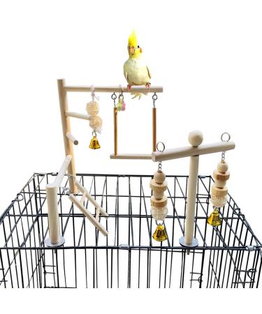 PINVNBY Bird Playground Parrot Play Gym Parakeet Cage Play Stand Wooden Perches Playpen Ladders Conure Chewing Climbing Swing Toy Birdcage Accessories for Small Cockatoo Cockatiel Lovebirds Budgie