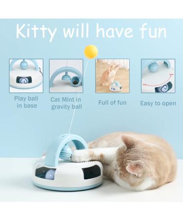 Suhaco 3-in-1 Interactive Cat Toy Set with Feather Wand, Catnip Ball, and Bell Track Toy - Self Play Fun for Indoor Cats - Blue - Buy Online on SooperMarket.com