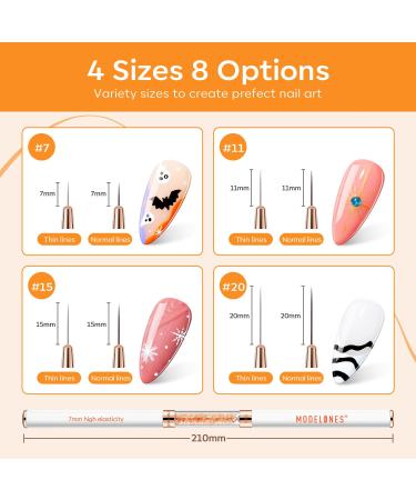 Modelones Nail Art Brushes Set - Super Fine Thin Liner Brushes (7/11/15/20mm) for Gel Nail Art & Design - Perfect Gift for Women - Buy Online on SooperMarket.com