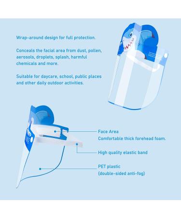 8-Pack Kids' Safety Face Shields - Full Protection Clear Vision Coverings - Reusable Lightweight Design - Cartoon Animals - Boys Girls - Comfortable Fit - Buy Online on SooperMarket.com