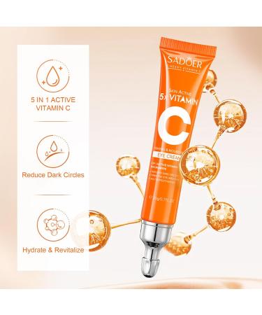 5 in 1 Vitamin C Eye Cream - Anti-Aging Reduces Dark Circles & Puffiness for All Skin Types - Rejuvenate Your Under Eyes & Bags - Buy Online on SooperMarket.com