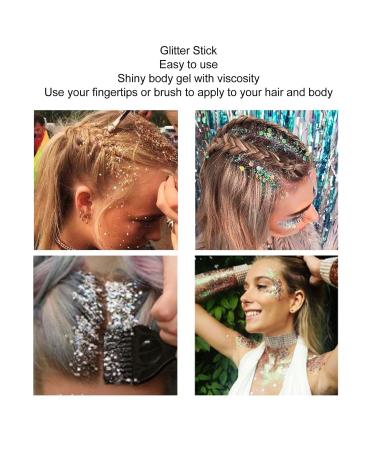 Buy Silver Glitter Stick Gel - Versatile Long Lasting Body Glitter for Parties | Easy to Clean - International Shipping Available - Buy Online on SooperMarket.com