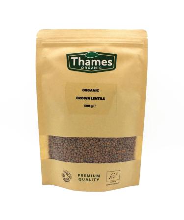 Organic Brown Lentils 500g - High Fibre High Protein No Additives No Preservatives Raw Vegan GMO-Free - Perfect for Soups Salads and Curries - Nutritious and Flavorful - Thames Organic 500 g (Pack of 1)