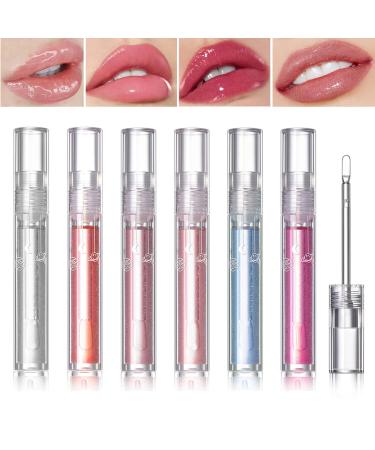 Lip Glow Oil Moisturizing Lip Balm Plump Lip Gloss Lip Care Clear Lip Oil Tinted Hydrating Lip Glow Oil Gloss Transparent Plumping Glass Lip Glow Oil Fresh Texture Set of 6