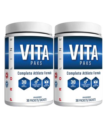 Pro Line Vita-Paks for Men | Complete Athlete Formula in 1 Pack | Multi Minerals Omega 3 Essential Fatty Acids Greens Super Foods High-Potency Vitamin B Complex Vitamin C Complex | 60 Packets (Pack of 2) 30 count (Pack of 2)