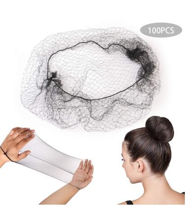 100Pcs Hair Nets Invisible Elastic Edge Mesh for Wig and Hair Fixation Ladies Bun Making(Black)