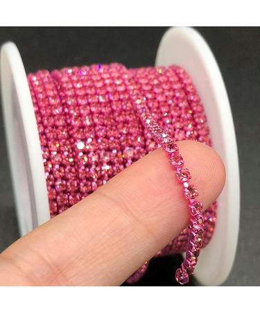 Towenm 1 Roll 10 Yards Rhinestone Chain - 2mm Crystal Claw Cup Chain Trim - Sew on Crystal Rhinestone Chain Roll - Rose SS6 / 2mm - Buy Online on SooperMarket.com
