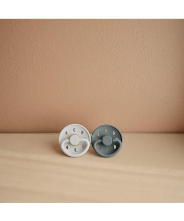 Frigg Moon Baby Pacifier 2-Pack | Natural Rubber BPA-Free | Made in Denmark | Powder Blue/Slate (0-6 Months) - Buy Online on SooperMarket.com