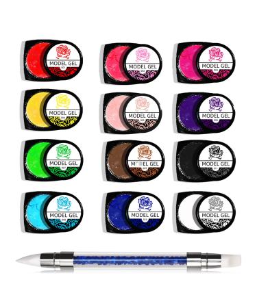 12 Colors Nail Sculpture Gel Builder Gel For Nails Blooming Gel Beautiful Charming Creative 3D Nail Art Painting Kit For DIY Nail Gel Style