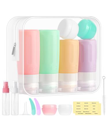 Morfone silicone travel bottles travel bottle 16 pieces silicone travel bottles set TSA APPROVED LEAK PROOF travel bottle set for shampoo lotion rinse shower gel BPA-free
