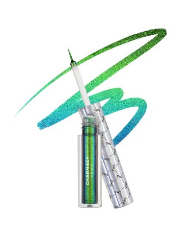 CHARMACY Multichrome Eyeliner Liquid Liner Glitter liquid eyeliner waterproof Metallic Intense Color Shifting Colorful Eyeliner Long wearing Ultra-Fine Tip Smudge-proof GREEN INDIGO 905 #905 GREEN INDIGO