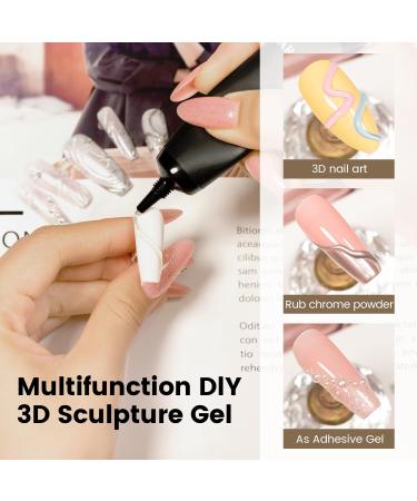 Buy RARJSM 3D Sculpting Gel - Premium Rhinestone Glue for DIY Nail Art Clear UV LED Curing Gel for Manicure Designs - Buy Online on SooperMarket.com