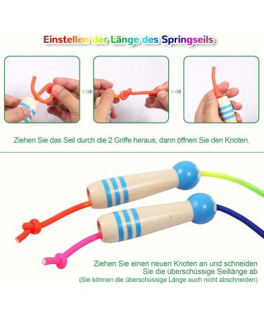 Qetlavee Adjustable Jump Rope for Kids - 2 Pieces 220cm Wooden Handles Perfect Gift for Boys & Girls Ages 6-10 - Blue & Pink - Buy Online on SooperMarket.com
