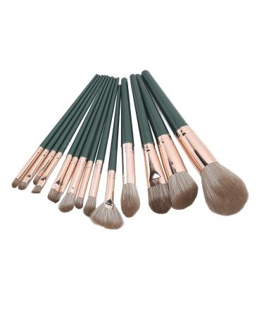 Complete 14-Piece Cosmetic Brush Kit for Sensitive Skin | Includes PU Bag | Green Eyeshadow & Foundation Tools | Worldwide Shipping - Buy Online on SooperMarket.com