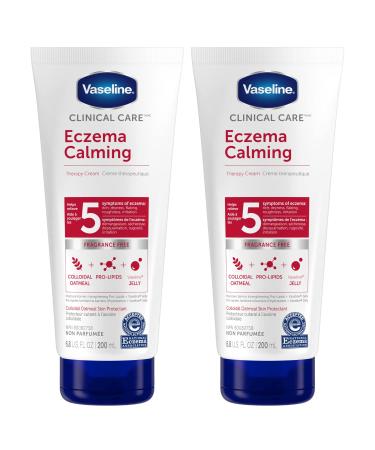 Vaseline Eczema Calming Hand & Body Cream Lotion for Dry Skin - Unscented Clinical Care Cream Body Lotion with Colloidal Oatmeal Skin Protectant Pro-Lipids Jelly 6.8 Oz Ea (Pack of 2)