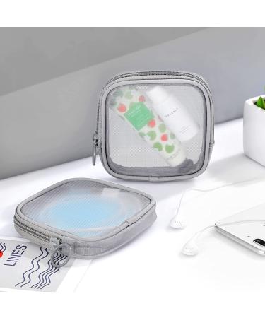 4-Piece Gray Mesh Travel Toiletry Bag Set - Portable Cosmetic Makeup Pouch with Zipper for Daily Accessories - Buy Online on SooperMarket.com