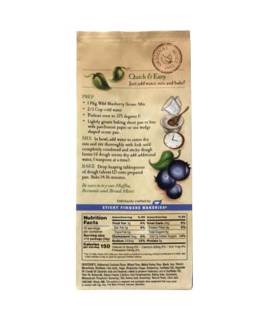 Sticky Fingers Bakeries English Scone Mix with Wild Blueberry - Easy to Make Scones, Makes 12 Fresh Baked Scones - 1 Pound Pack - Buy Online on SooperMarket.com
