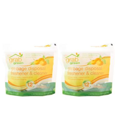 Grab Green Natural Garbage Disposal Cleaner, Deoderizer & Freshener Pods, Plant & Mineral-Based Ingredients, Tangerine + LemongrassWith Essential Oils, 12 Pods
