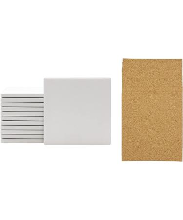 Ceramic Tiles for Crafts and Coasters - 12 Pack (4 Square Tiles with Cork Backers) - Buy Online on SooperMarket.com
