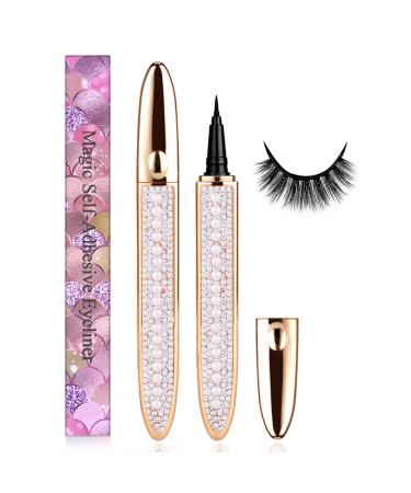 Eyeliner Lash Glue Latex-Free Suitable for Sensitive Eyes Eyeliner Glue Strong Hold Waterproof Eyelash Glue Pen Eyelash Glue for False Lashes (1P Black1)
