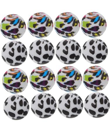 EXCEART 100 Pcs Leopard Print Silicone Bead Set for Pacifier Chain - Baby Safe - 1.5X1.5X1.5CM - Buy Online on SooperMarket.com