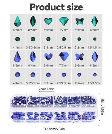 Kalolary Green Nail Rhinestones and Blue Crystal Gems Set - Nail Art Decoration Kit with Tweezer and Picker for DIY Acrylic Nails - Buy Online on SooperMarket.com