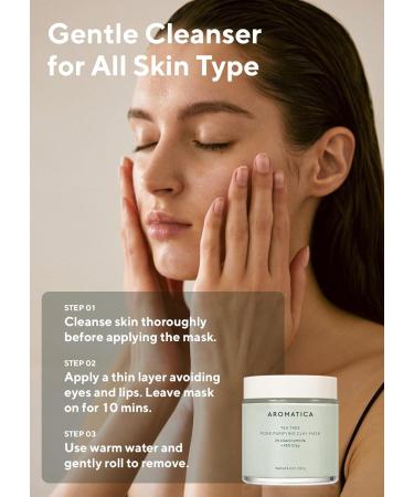 AROMATICA Tea Tree Pore Purifying Clay Mask - Deep Cleansing Vegan Formula with 2% Niacinamide & 45% Clay - Natural & Cruelty-Free - Buy Online on SooperMarket.com