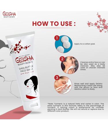 Geisha Kojic Acid Face Wash - 4.4 Fl oz / 118ml 0 Dark Spot Uneven Skin Tone Hyperpigmentation with Shea Butter and Coconut Oil - Buy Online on SooperMarket.com