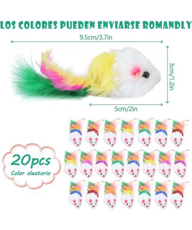 ueslwser 20 Pcs Mice & AnimalToys Colorful Feather Interactive Cat Interactive Mouse Catnip Toys Assorted Randomly Colors for Cats and Kitten Indoor Play Cat Mice Toys Pack Interactive Catch Play - Buy Online on SooperMarket.com
