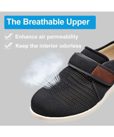 MEJORMEN Men's Edema Diabetic Shoes | Adjustable Wide Width Outdoor Walking Sneakers | Orthopedic Lightweight Comfy Casual Slippers | Black - Buy Online on SooperMarket.com
