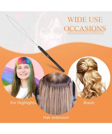 20-Piece Hair Extension Loop Needle Threader Set - DIY Hook Tool for Hair & Feather Extensions - Black Loop Tools - Buy Online on SooperMarket.com