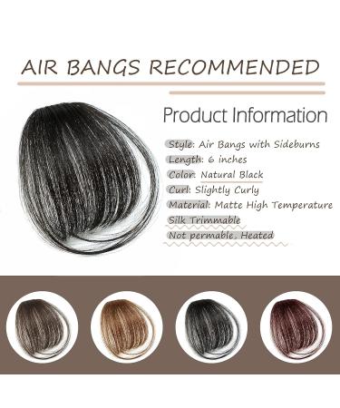 2PCS Curved Wispy Bangs Hair Clip Extensions - Natural Black - Buy Online on SooperMarket.com