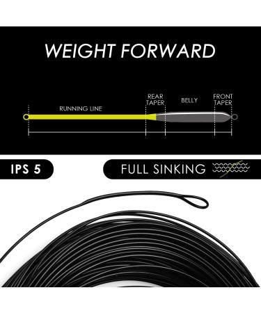 SF Full Sinking Fly Fishing Line | Weight Forward Taper | Freshwater WF4-9 | 90FT IPS3/IPS5 | Black | Full Sink | WF4S-90FT-5IPS - Buy Online on SooperMarket.com