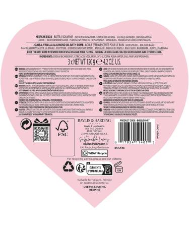 Baylis & Harding Jojoba Vanilla & Almond Oil Bath Bomb Heart Trio Gift Set - Vegan Friendly - Buy Online on SooperMarket.com