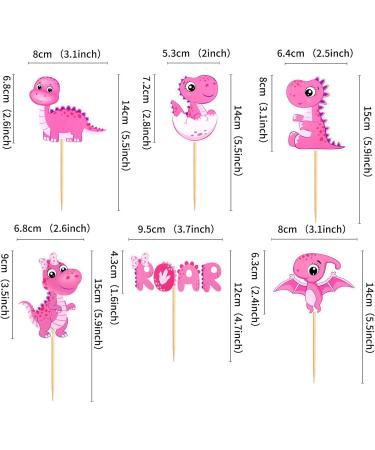 Cyodoos 36 Piece Dinosaur Cupcake Toppers Baby Dinosaur Cupcake Children's Birthday Party Cake Decorative Supplies Perfect for Dinosaur Parties and Boys and Girls' Birthday Party Decorative Supplies Pink - Buy Online on SooperMarket.com