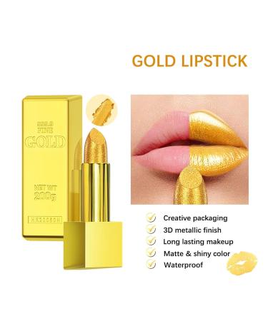Naroote Gold Lipstick - Waterproof Long-Lasting High Pigment Lip Gloss | Golden Glitter Lip Makeup for Women - 3.5g (07 - Buy Online on SooperMarket.com