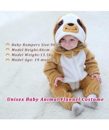 Doladola Baby Sloth Hooded Onesie Pajamas | Infant Romper 6-12 Months - Buy Online on SooperMarket.com