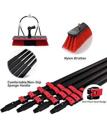 Window Cleaning Brush Equipment Water Fed Telescopic Brush/Brush and Squeegee/Extendable Water Fed Pole Set Scrubbing Brush 55cm Brush Head 8M/27FT - Buy Online on SooperMarket.com
