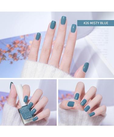 TBeautfave Blue Nail Varnish Nail Polish Quick Dry Long Lasting Nail Polish Non-Toxic Breathable Nail Polish No Need Cure Nail Gel Polish Nail Varnish at Home Manicure 26 Haze Blue - Buy Online on SooperMarket.com