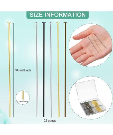 500pc 2 Inch Flat Head Pins for Jewelry Making in Plastic Box - Mixed Colored Metal Headpins for DIY Earrings, Bracelets, Necklaces - Craft Supplies - Buy Online on SooperMarket.com