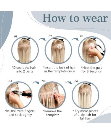 24 inches Pre Bonded Hair U Tip Extensions 1g 100 Strands Keratin Fusion Invisible Nail 100g Real Remy Human Hair(#613 Bleach Blonde) - Buy Online on SooperMarket.com