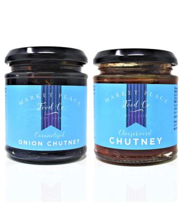Chutneys Gift Set - Market Place Food Co. Cheeseboard Chutney and Caramelised Onion Chutney - Savoury Vegan Food Gifts - Food Gifts for Men and Women (Large Cheeseboard & Caramalised Onion Chutneys)